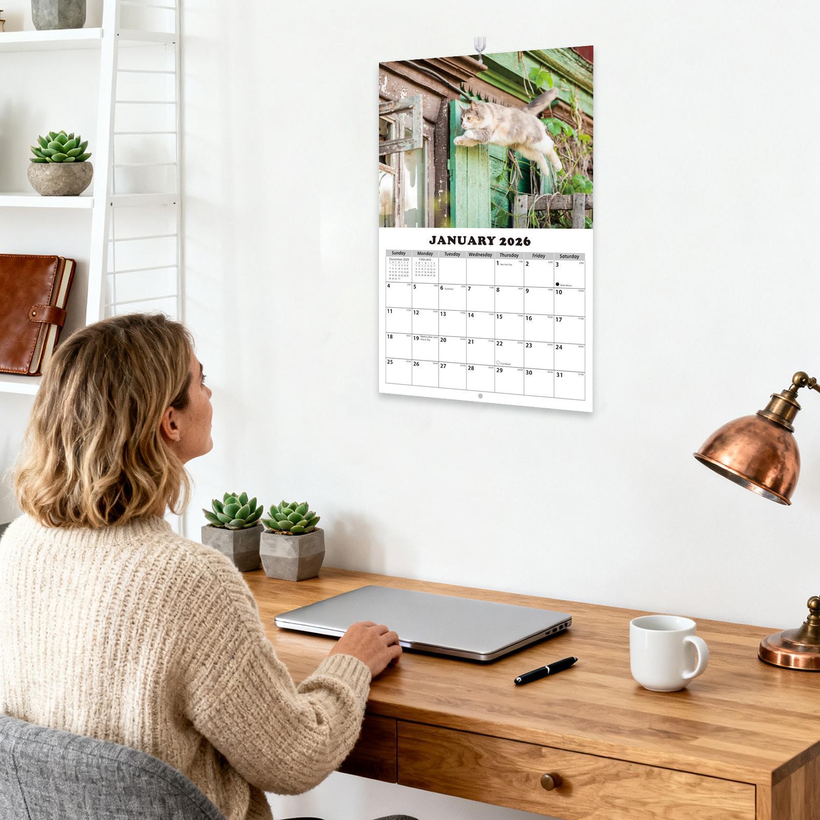 English Home Office - 2026 Kat Engelse Wandkalender 13 Maanden