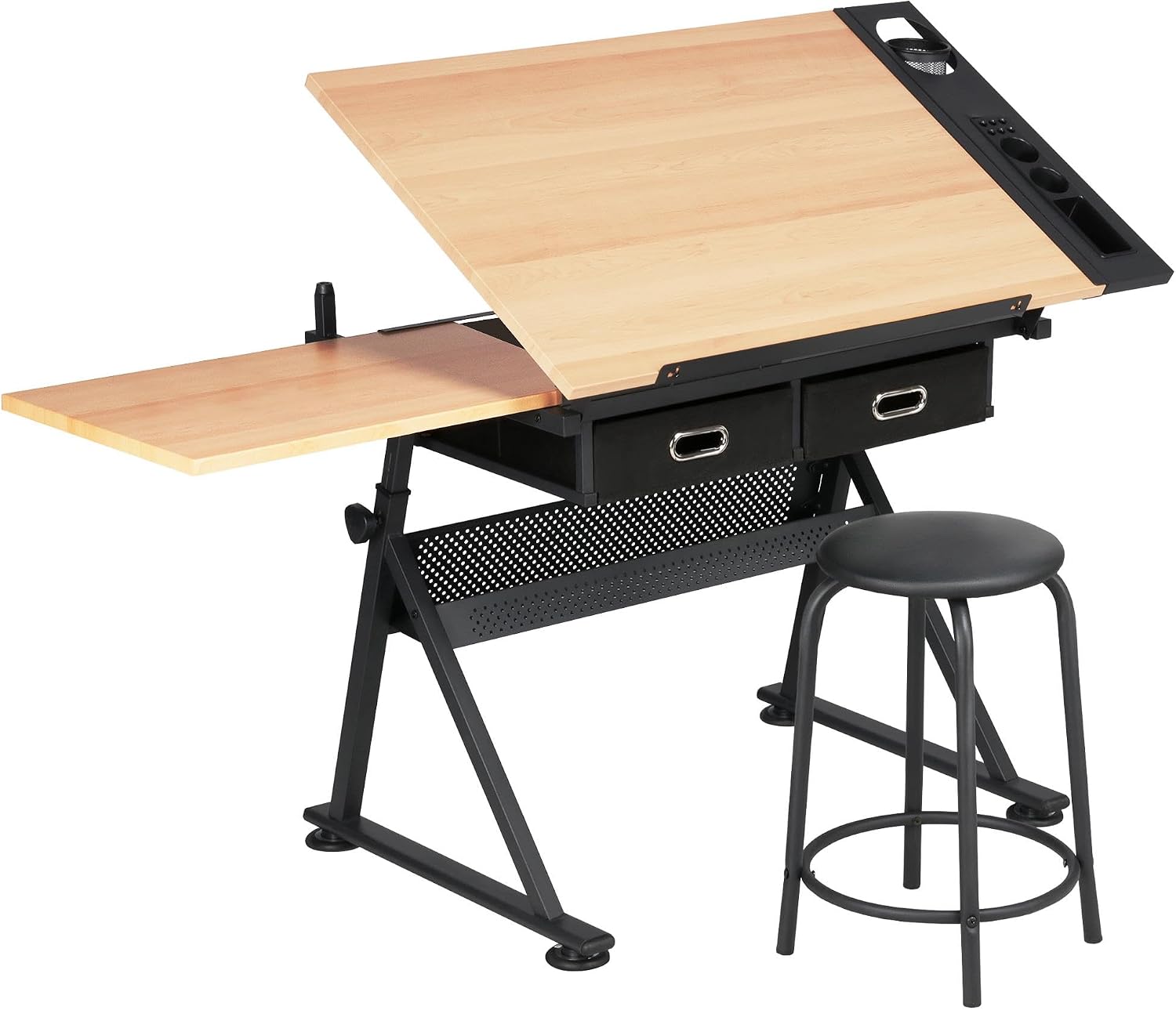 Home Office Studio - Verstelbare tekentafel met bijpassende kruk, kantelbaar