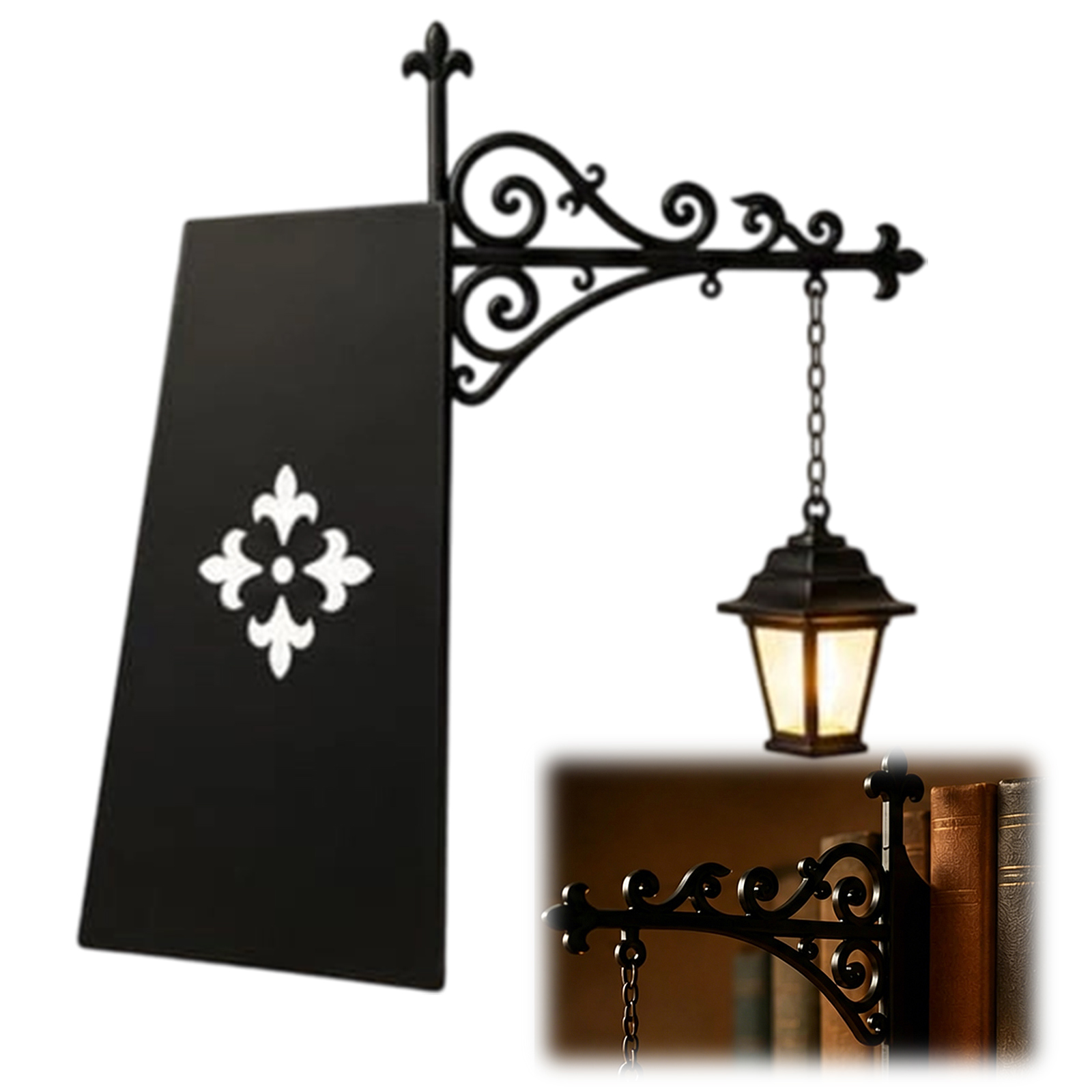 Bookcase Wood Shelf - Harsen bibliotheeklantaarn, miniatuur planklamp, vintage houten