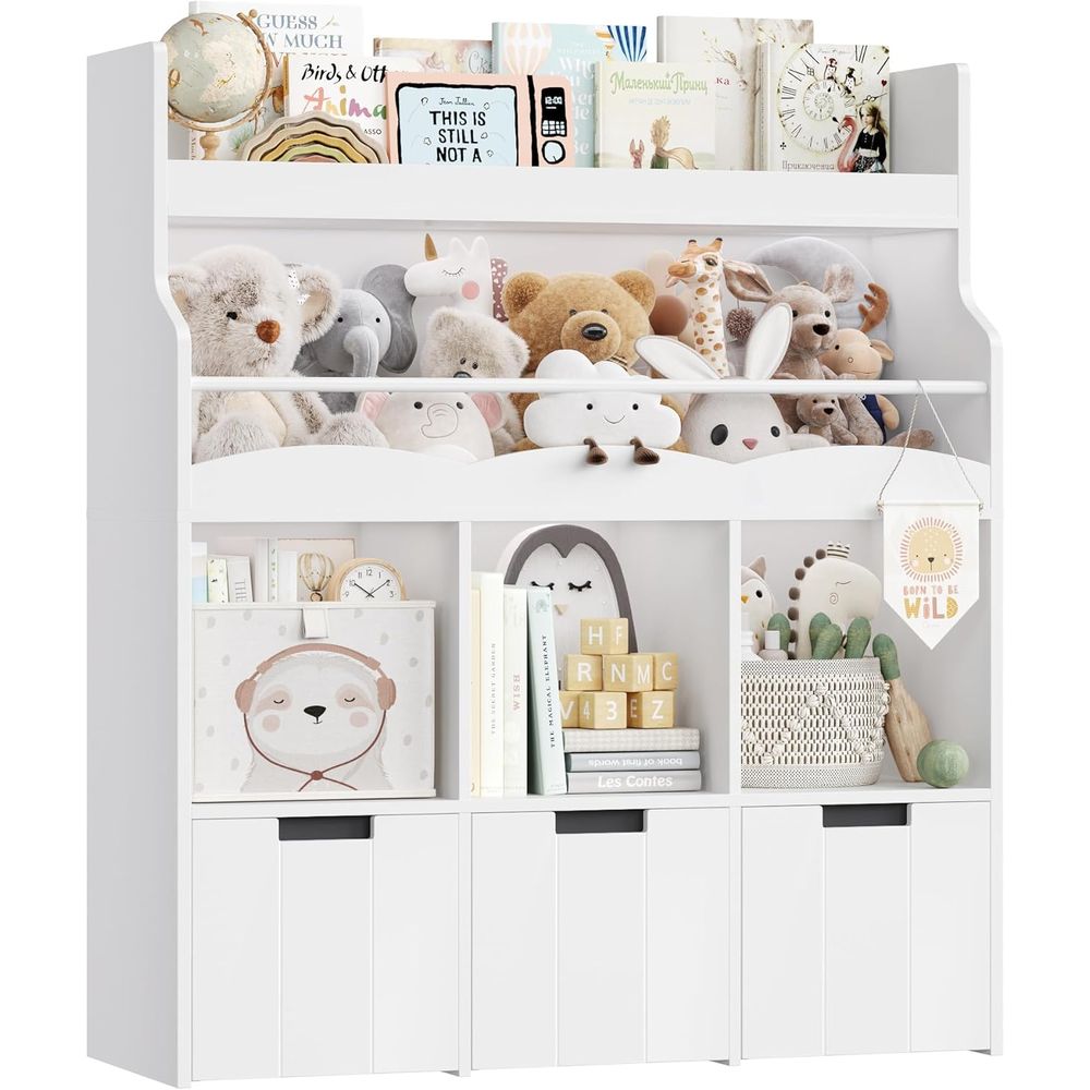 Bookcase Wood Shelf - Opbergorganizer voor kinderspeelgoed met boekenplank, multifunctionele
