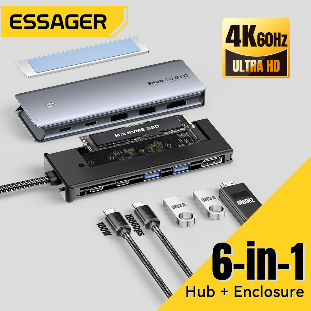 Home Office For Mac - Essager USB C Hub Met M.2