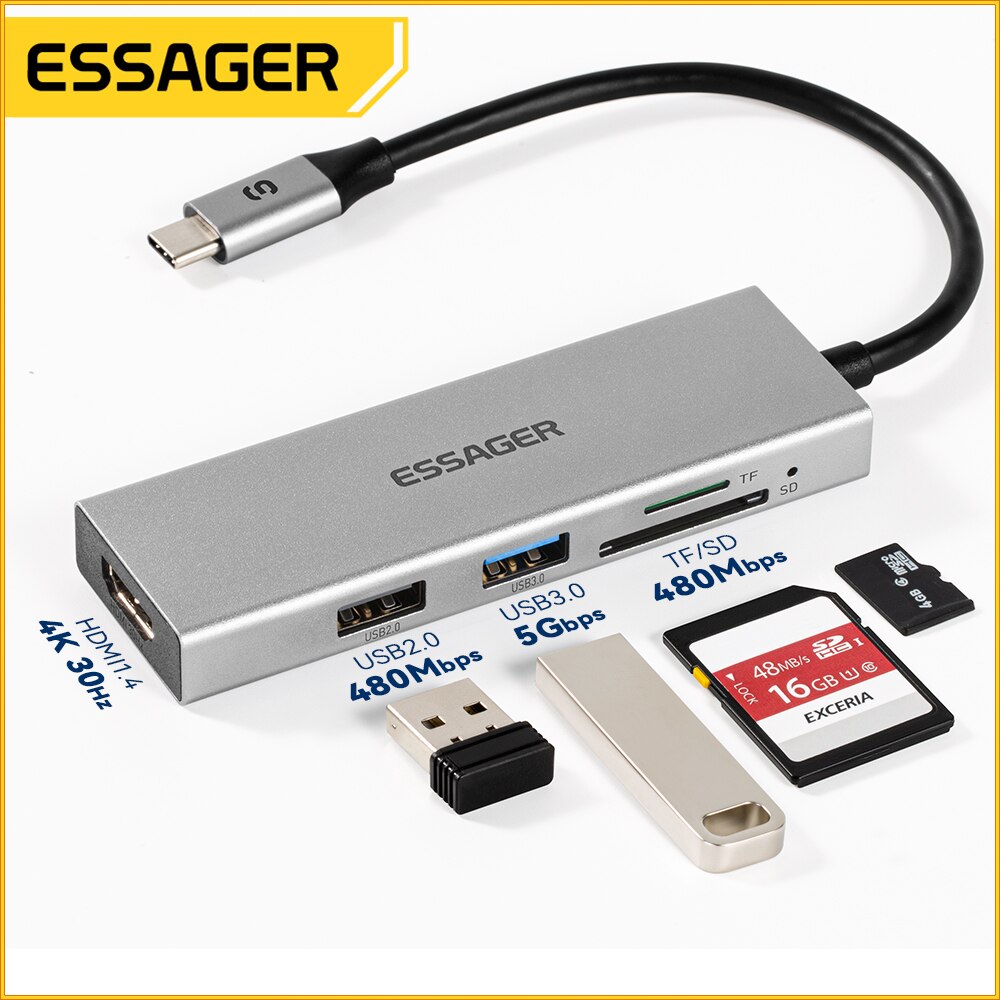Essager 5 In 1 Usb C Hub HDMI- - Home Office For Mac recensie en prijs