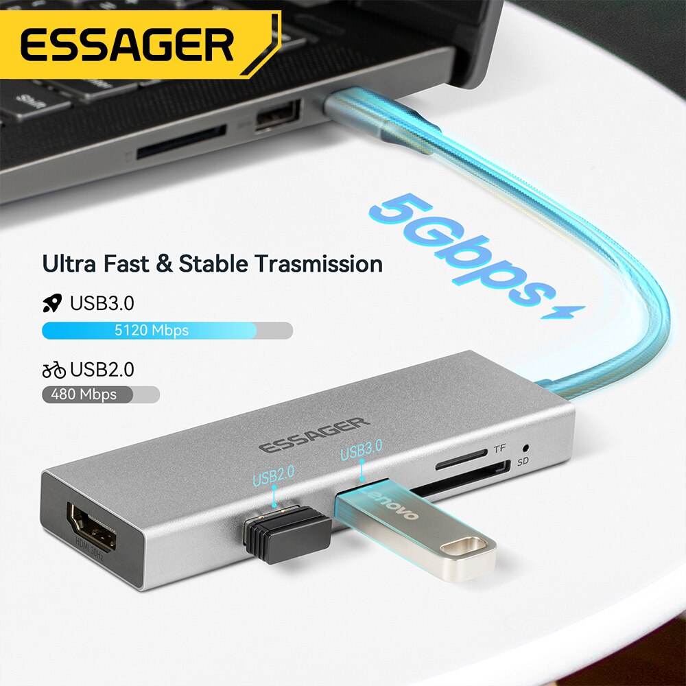 Essager 5 In 1 Usb C Hub HDMI- - Home Office For Mac recensie en prijs