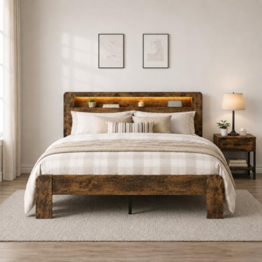 Houten bedframe met opbergruim - Bookcase Wood Shelf recensie en prijs