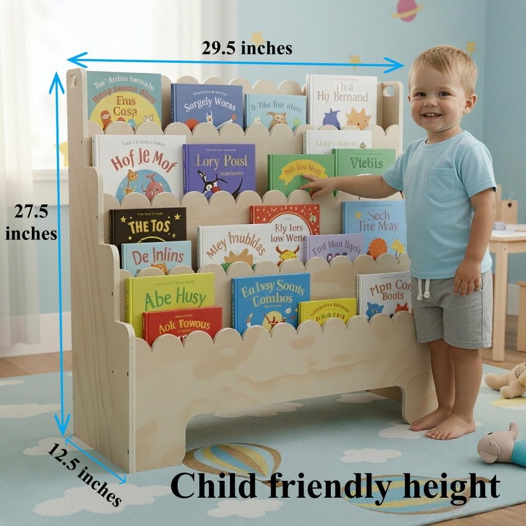 Kinderboekenplank met 4 niveau - Bookcase Wood Shelf recensie en prijs