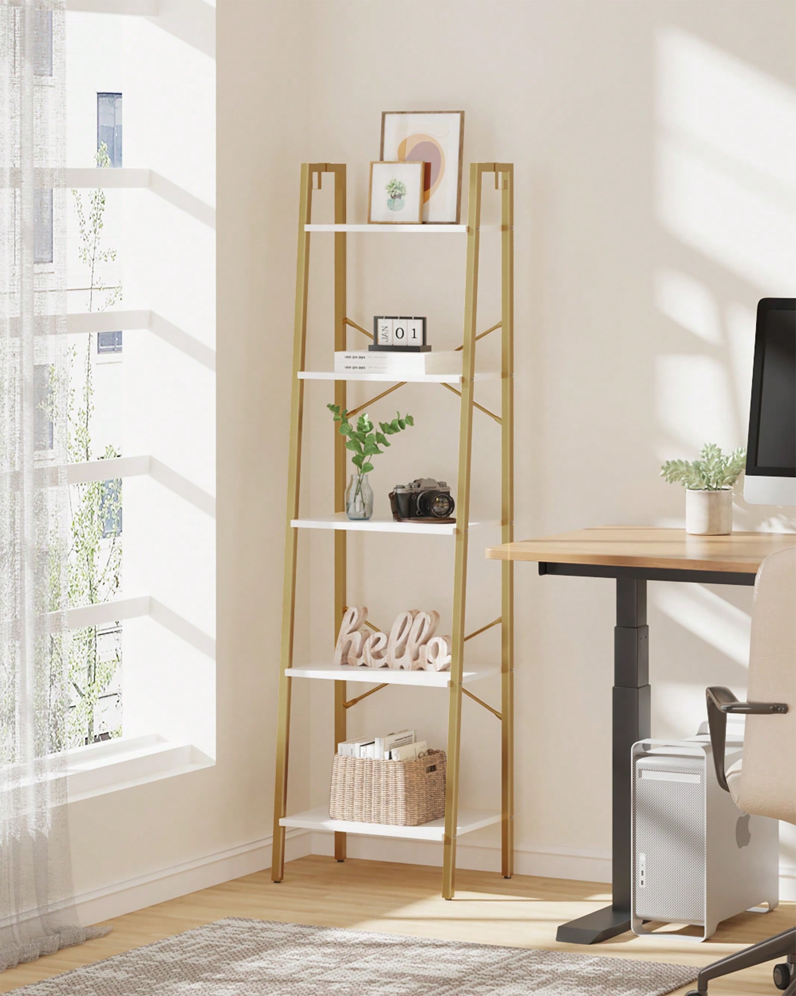 5-laags ladderplank modern gla - Bookcase Wood Shelf recensie en prijs